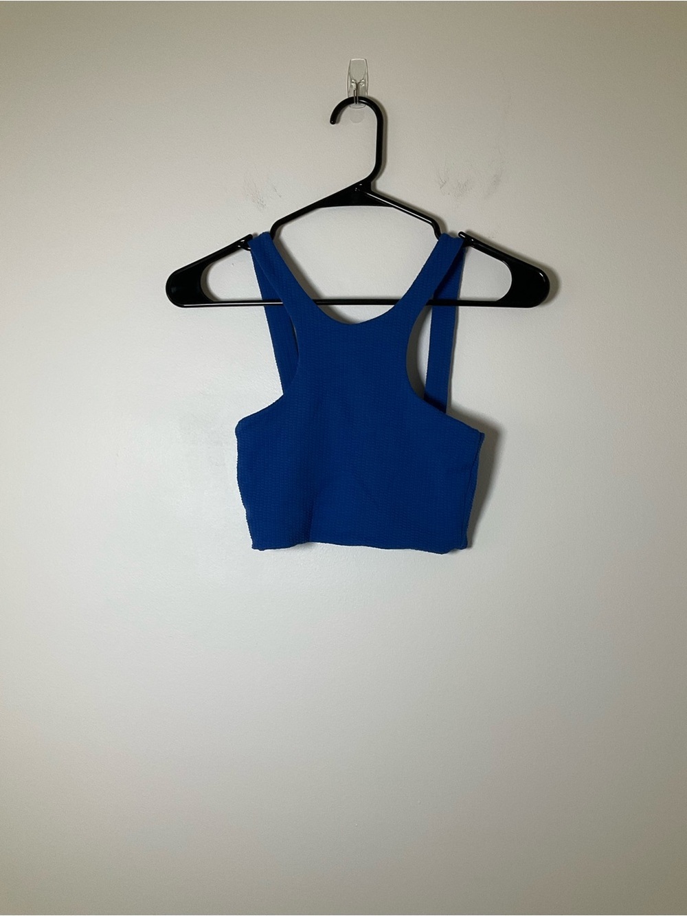 Zara Blue Textured Crop Tank Top Size Small